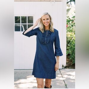 Draper James Chambray Ruffle Shift Dress